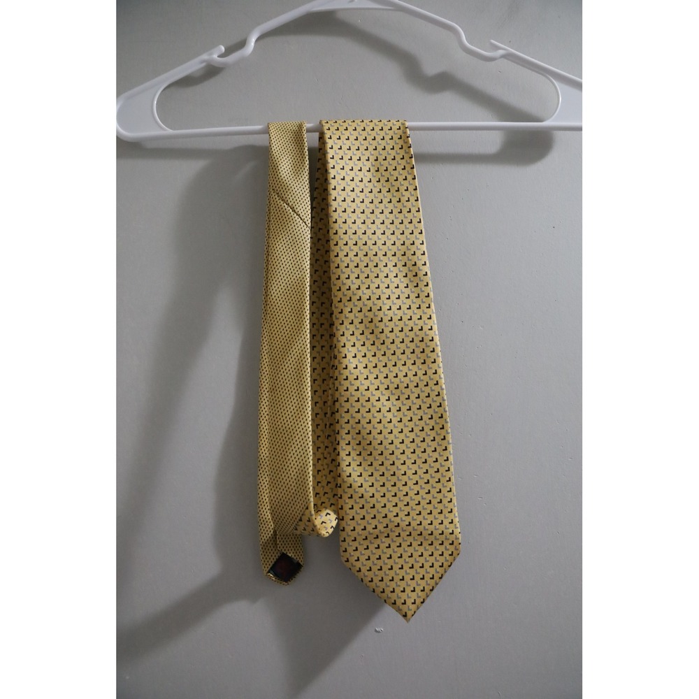 Tommy Hilfiger Mens Yellow Geometric Silk Necktie L-Pattern Made in USA‎